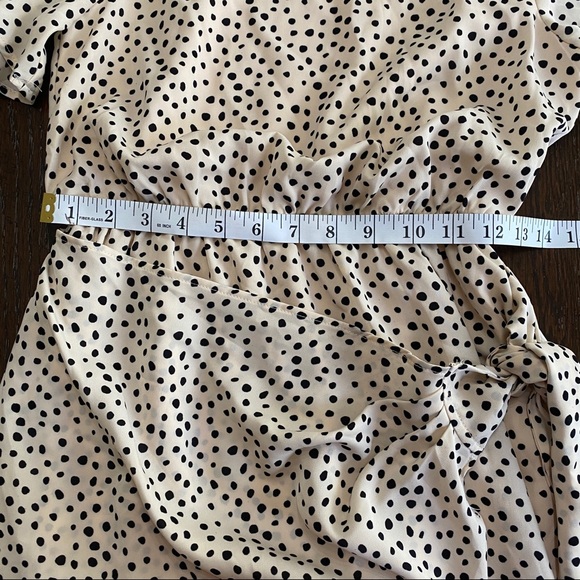 Pink Lily Faux Wrap Polka Dot Dress Cream & Black Mini - Picture 10 of 12